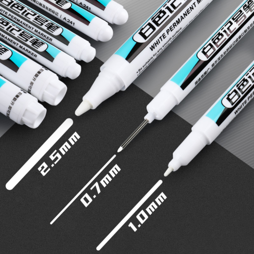 (1.0mm) White Marker Oily Fine Tip Courier Waterproof Non- 1