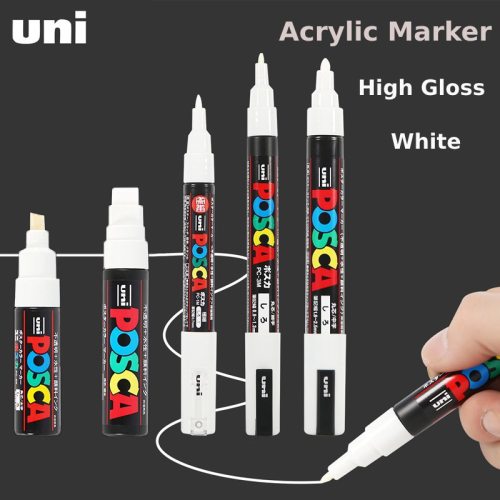(PC-3M 5pcs White) Posca White Marker Brush, Permanent Waterproof Non 2