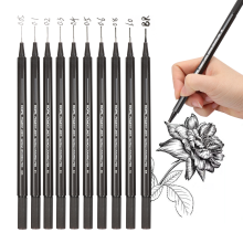 () 10Pcs/set Waterproof Ink Black Micron Neelde Drawi