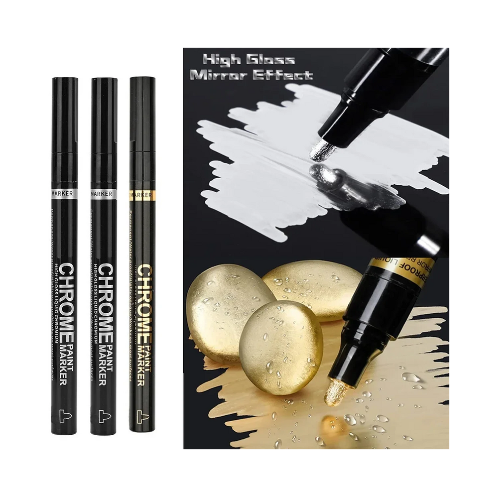 (2pcSilver -1pc Gold) 5/1pcs Chrome Pen Marker Mirror Waterproof Paint R-image-OPC-PGHGWSD-NEW