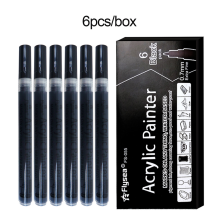 () 6Pcs/set Black Acrylic Paint Pen for Rock Painting