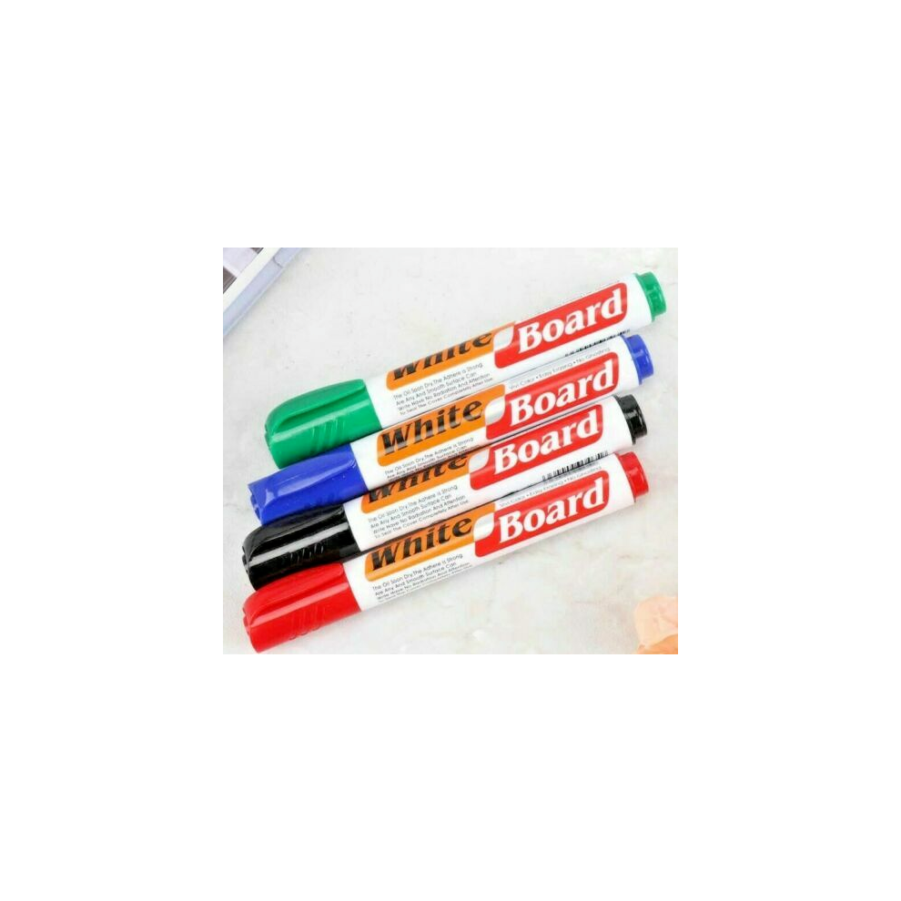 8 x Large Dry Wipe White Board Markers Pens Bullet Tip Black Blue Red Green