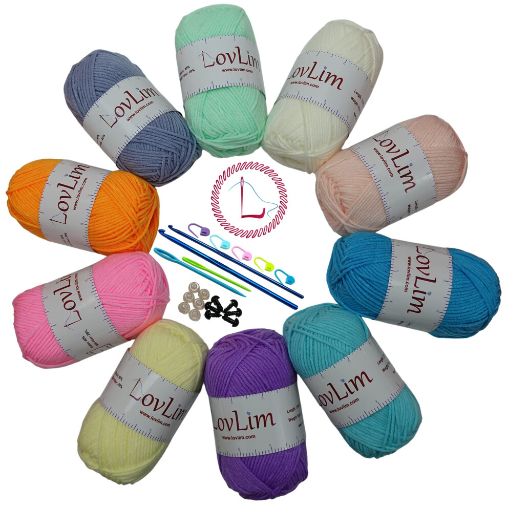 LovLim haakgaren 10x50g zachte katoenen garen strengen 1200+ yards voor