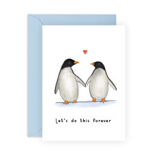 Central 23 bryllupsdagskort til par - lad os g?re dette for evigt - Penguin Valentines Day Card til mand kone forlovede - k?rlighedskort til hend