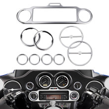 PBYMT 9 PCS Stereo Accent Speedometer Speaker Trim Circle Covers kompatible med Harley Touring Electra Street Glide Trike Models 1996-2013