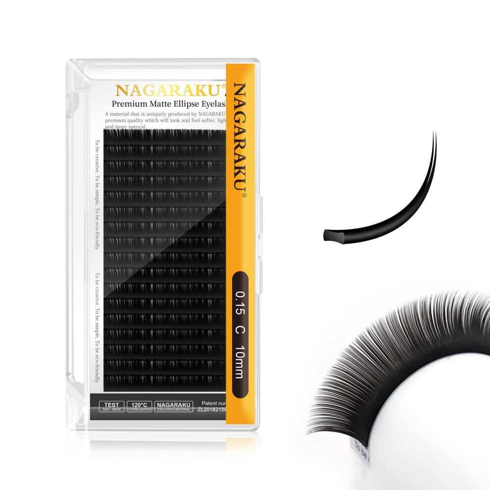 Nagaraku Double Tips Ellipse Eyelash Extensions Lighter Thinner Flat S