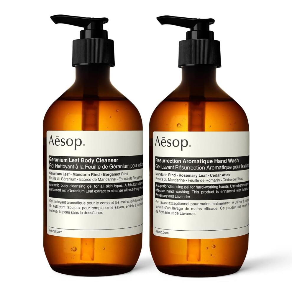 Savon pour les mains aromatique Aesop Resurrection, gel douche à la feuille de géranium | Sans paraben, sans cruauté et végétalien | 16,9 oz