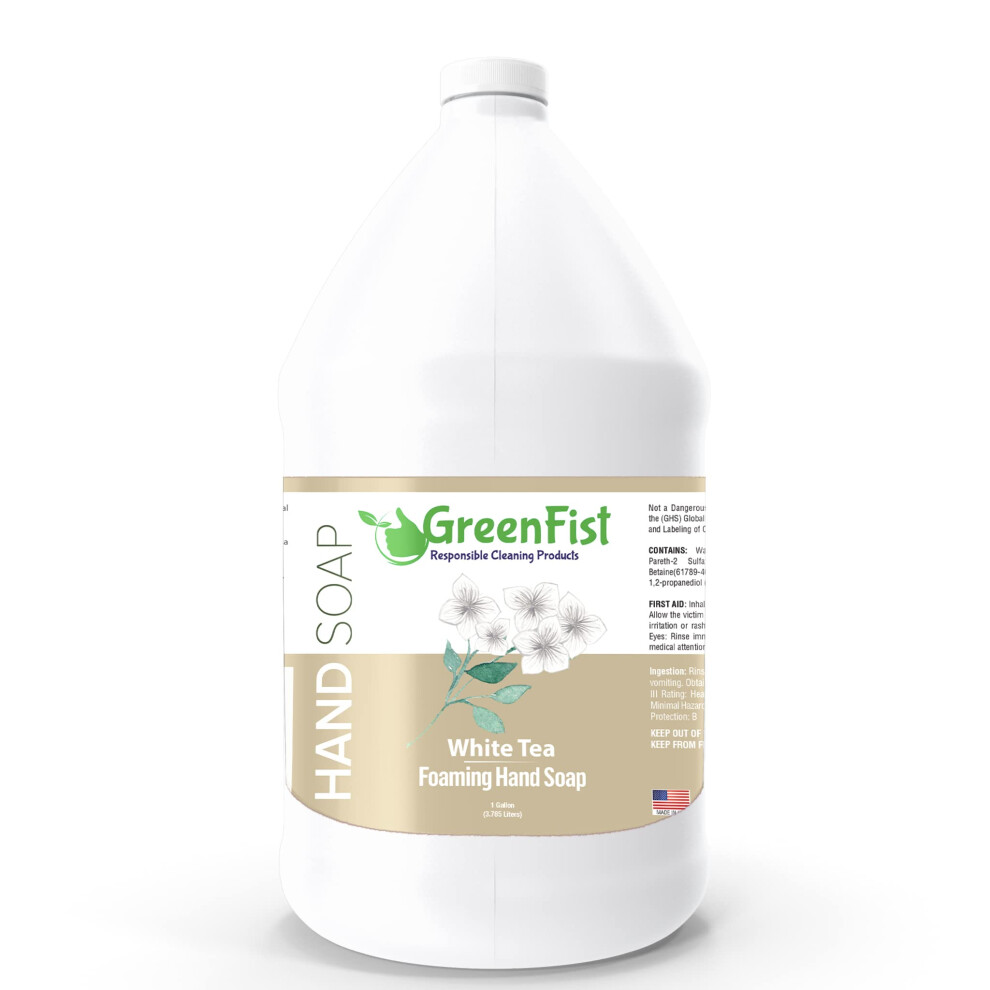 Greenfist White Foaming Hand Soap Refills Tea Scent Jug Foam Refill Made In Usa 128 Ounce (1 Gallon)
