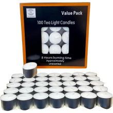 100 Tea Night Lights Candles 8 HOUR LONG BURN Unscented Tealights Nightlight UK
