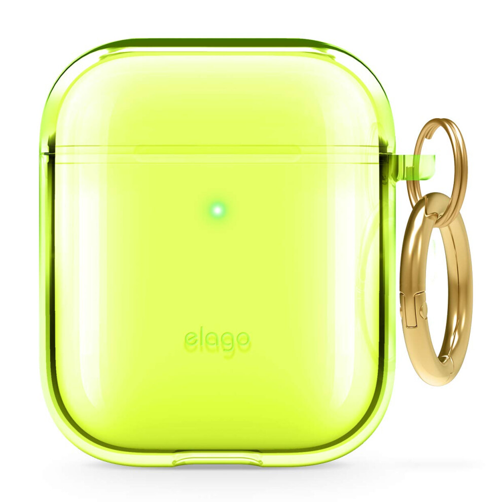 Elago Clear Airpods Case With Keychain Designed For Apple Airpods 1 & 2 (Neon ) Yellow 8809667655972