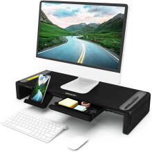Oimaster Monitor Stand Riser Foldbar computer Monitor Riser Justerbar l?ngde computerstativ og opbevaringsskuffe & pen slot telefonstativ kompati
