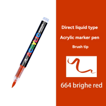 (brighe red-1Pcs) 16 Colors Straight liquid Acrylic Paint Pen for Ro