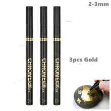 (3pcs gold) 1-5Pcs Chrome Paint Marker Reflective Liquid Mirro