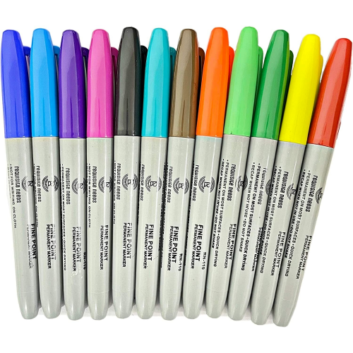 Permanent Marker Pens - Fine Tip Bullet Point, Assorted Colours, Permanent Ink for Paper, Plastic, Glass & More