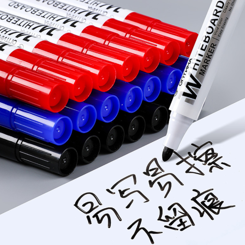 (black) 10pcs Whiteboard Marker Set,2.0mm Nib,Black Blue R 2