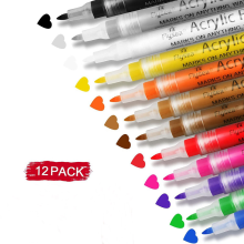 (12 colors) 0.7mm Permanent Acrylic Paint Pens for Rocks Paint