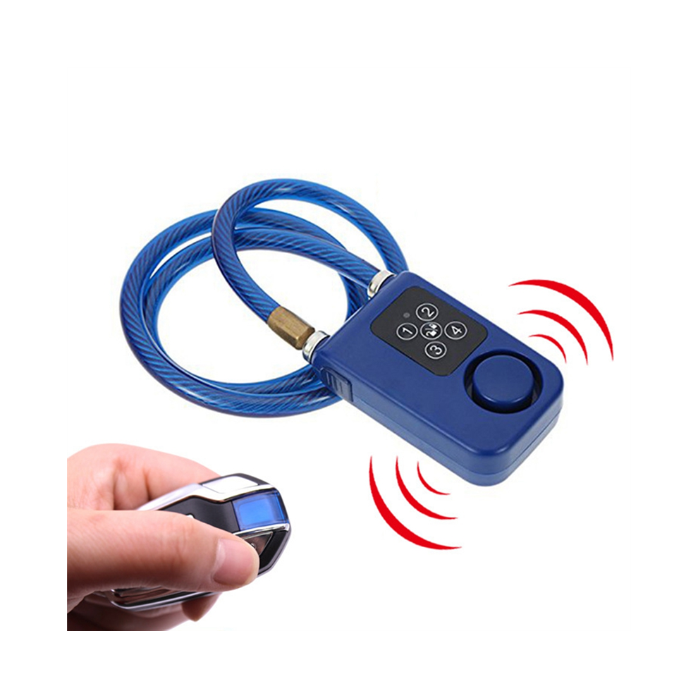 Cycling Security Lock Wireless Remote Control Anti-Theft Vibration Alarm Electric Motorcycle Code Chain Blue 4852694767211