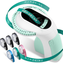 Embossing Label Maker E975 3D Printer Machine with 6 Rolls Emboss Tapes, Handheld Embosser, Green
