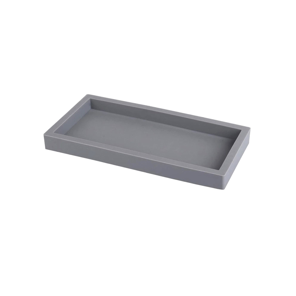 Countertop and Vanity Tray 8X4Inch Silicone Soap Dispenser Tray, Sink for Bottles, Key Trinket Ring Grey-image-OPC-PGHHGHW-NEW