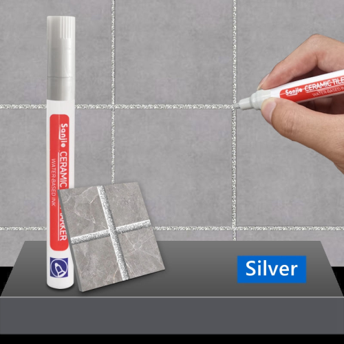 (1 Pcs-Silver) Waterproof White Grout Tile Pen Wall Grout Restore