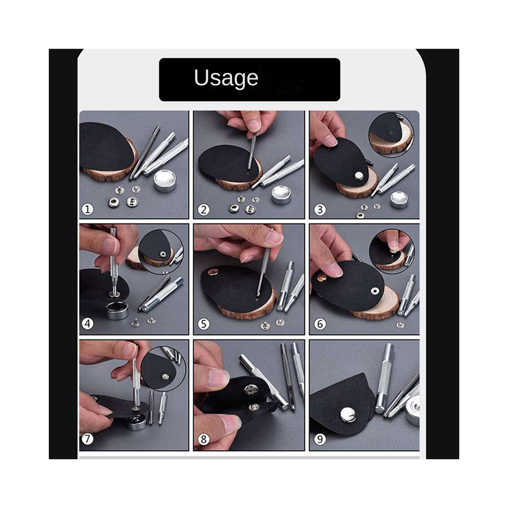 11-Piece Set 633/655/831/201 Rivet Base Snap Button Punching Leather 4852694772932
