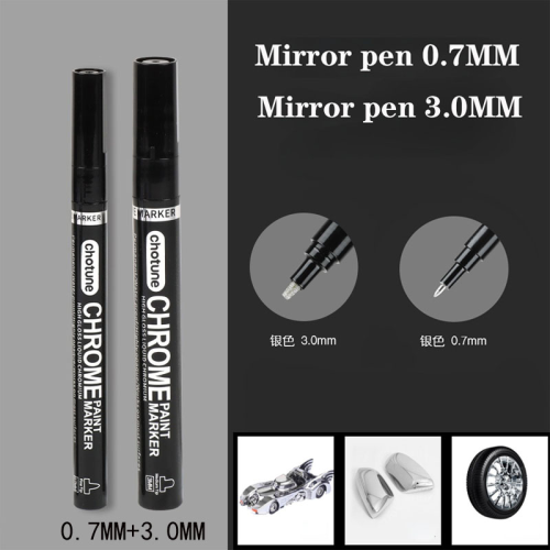 (Silver-0.7mm-3.0mm) Electroplating Mirror Silver Paint Pen Hand-repair