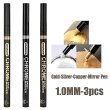 (YW-G-S-B-1.0MM-3PC) Electroplating Mirror Silver Paint Pen Hand-repair