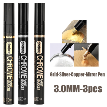 (YW-G-S-B-3.0MM-3PC) Electroplating Mirror Silver Paint Pen Hand-repair