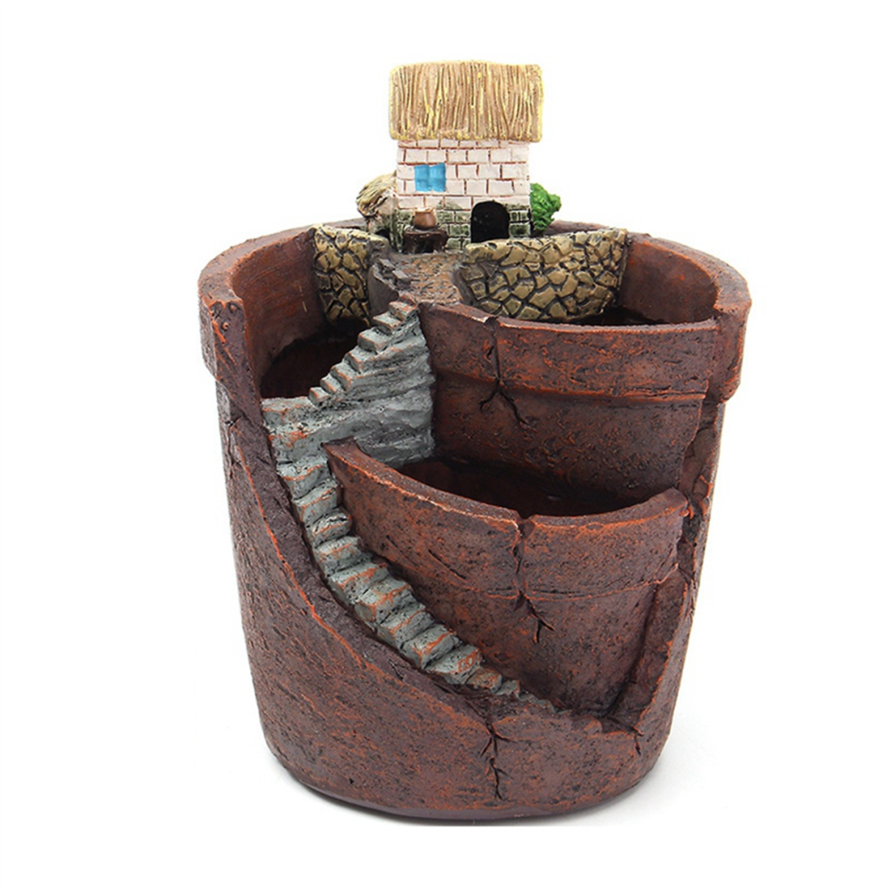 Jardin suspendu en pot, micro-paysage, plantes à viande, petites maisons, décoration en résine A
