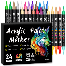 (24pack) 48 Colors Dual Tip Acrylic Paint Pens Markers, 24P