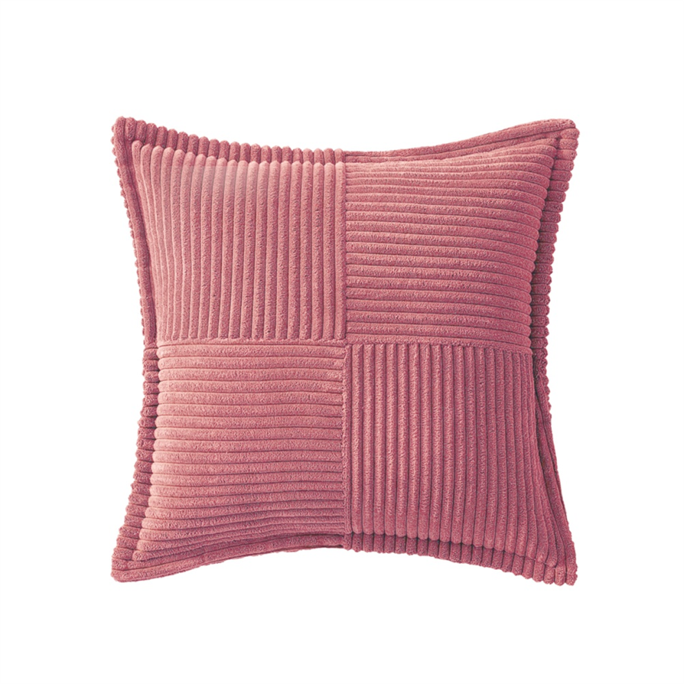 Housses de coussin en velours côtelé avec épissure, jeté de canapé doux, rayé, décoratif et texturé, rose