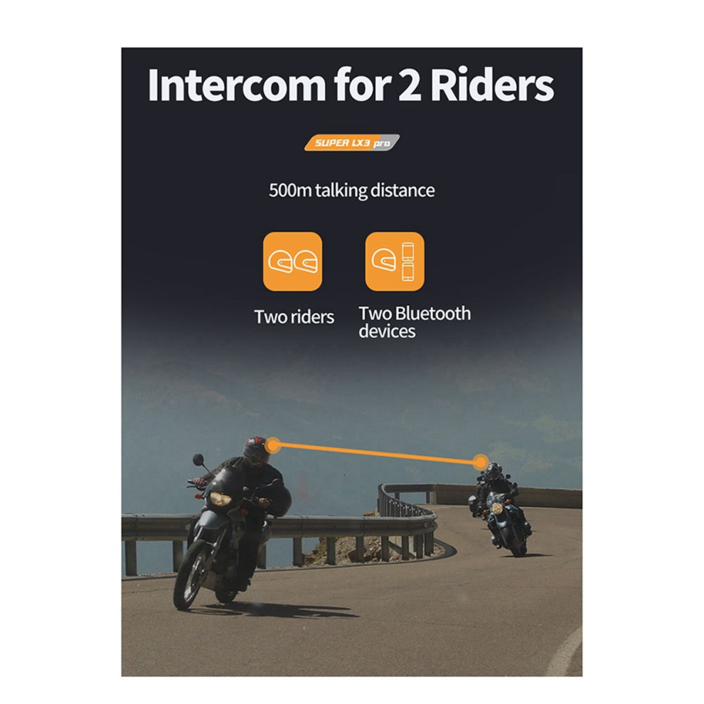LX3PRO Motorradhelm-Headset Intercom Bluetooth Wasserdicht Wireless Stereo UnterstüTzt Sprachassistent B-image