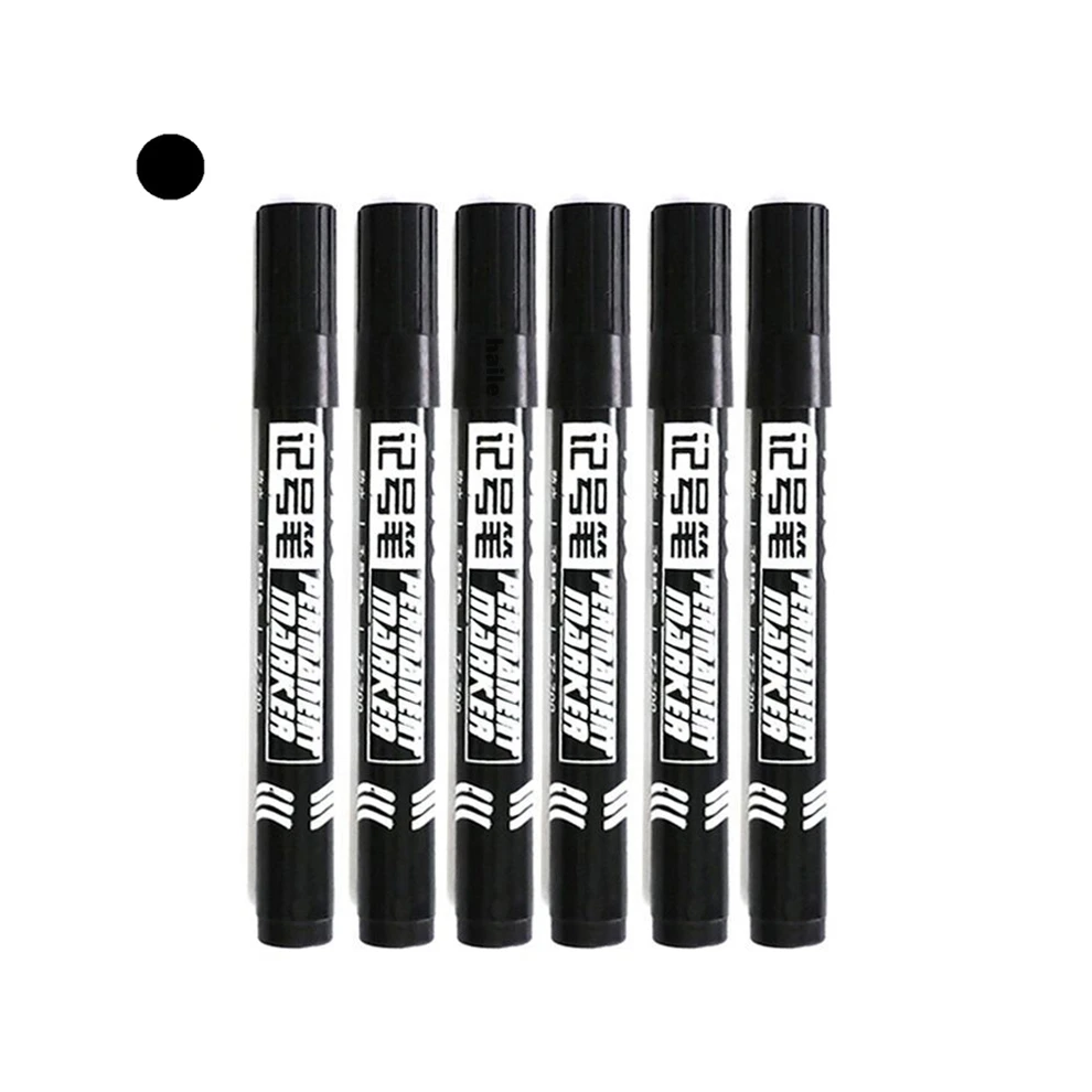 (6Pcs Black Color Set) 6Pcs Oily Waterproof Permanent Fine Point Paint Re-image-OPC-PGHHJBY-NEW