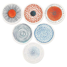 Set of 6 Coasters for Drinks Absorbing Round Ceramic Stone Coaster with Cork Base Tabletop Protection Mat