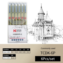 (6Pcs set B-1) Black Micro Fine Point Pen Fineliner Ink Pens Prec