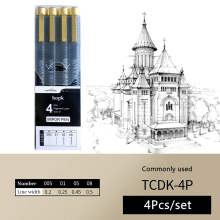(4Pcs set A-1) Black Micro Fine Point Pen Fineliner Ink Pens Prec
