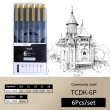 (6Pcs set A-1) Black Micro Fine Point Pen Fineliner Ink Pens Prec