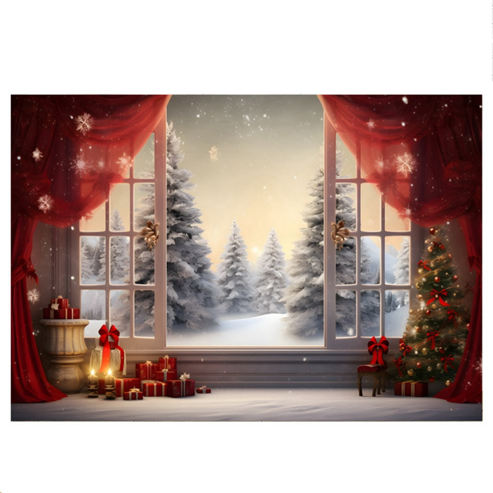 210X150cm Christmas Background Cloth Tree Snowflake Decoration Children Photography Cloth,A 4853931636710