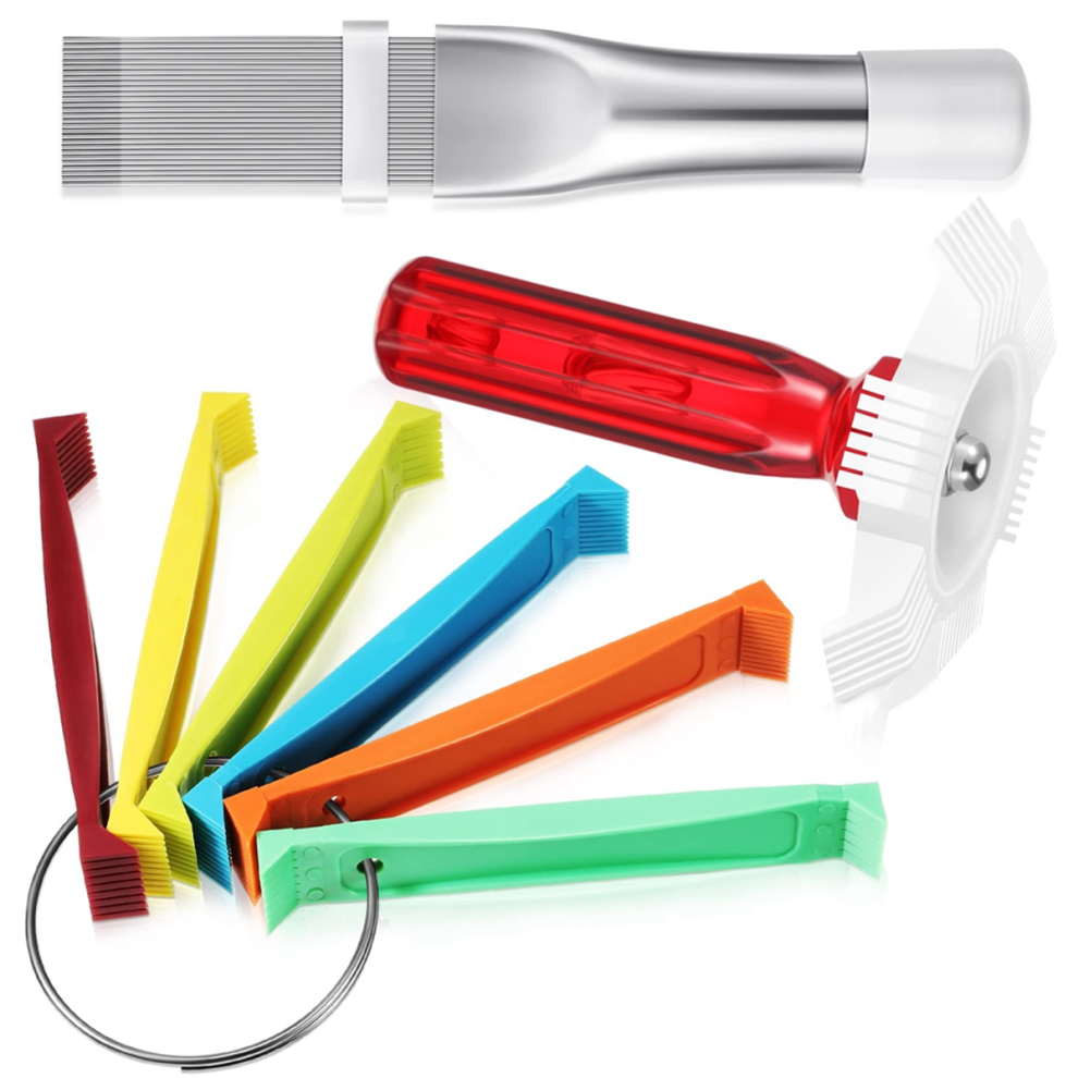 Ensemble de 3 brosses pour climatisation comprenant un peigne à ailettes annulaires FCR6, un nettoyeur de climatiseur, un condenseur et un radiateur
