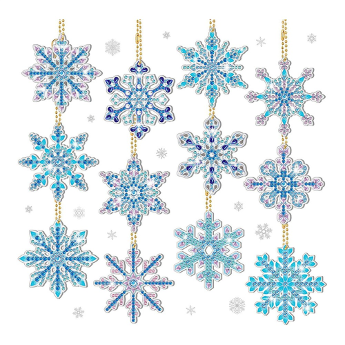 12 ΤΕΜ DIY Μπρελόκ Snowflake Bookmark Kit Υλικών Diamond Mosaic Crafts Kit Χειροποίητο μενταγιόν, Β 1