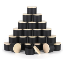 Pacote com 24 latas de vela pretas de 4 onças com tampas, potes de 4 onças para fazer velas a granel