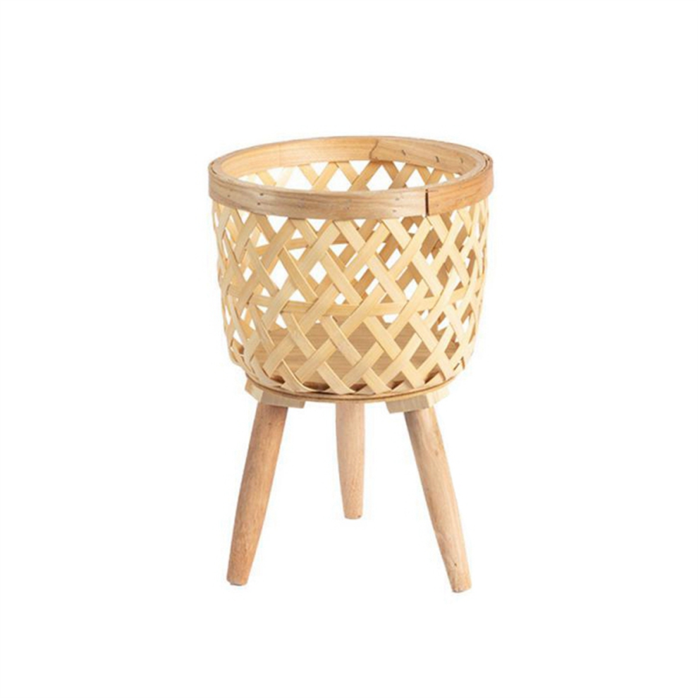 Pot de fleurs en bambou et rotin sergé pour balcon, jardinière, étagère de présentation S