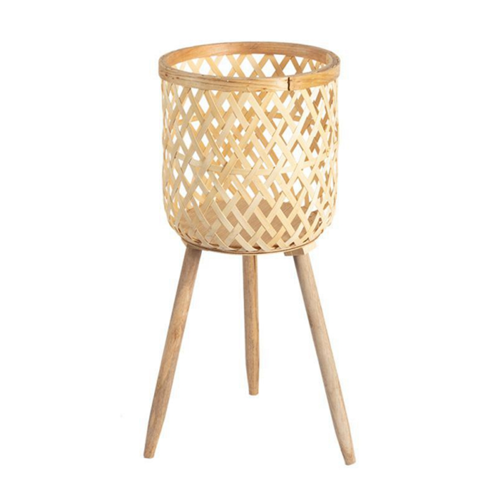 Pot de fleurs en bambou et rotin sergé pour balcon, jardinière, étagère de présentation, L