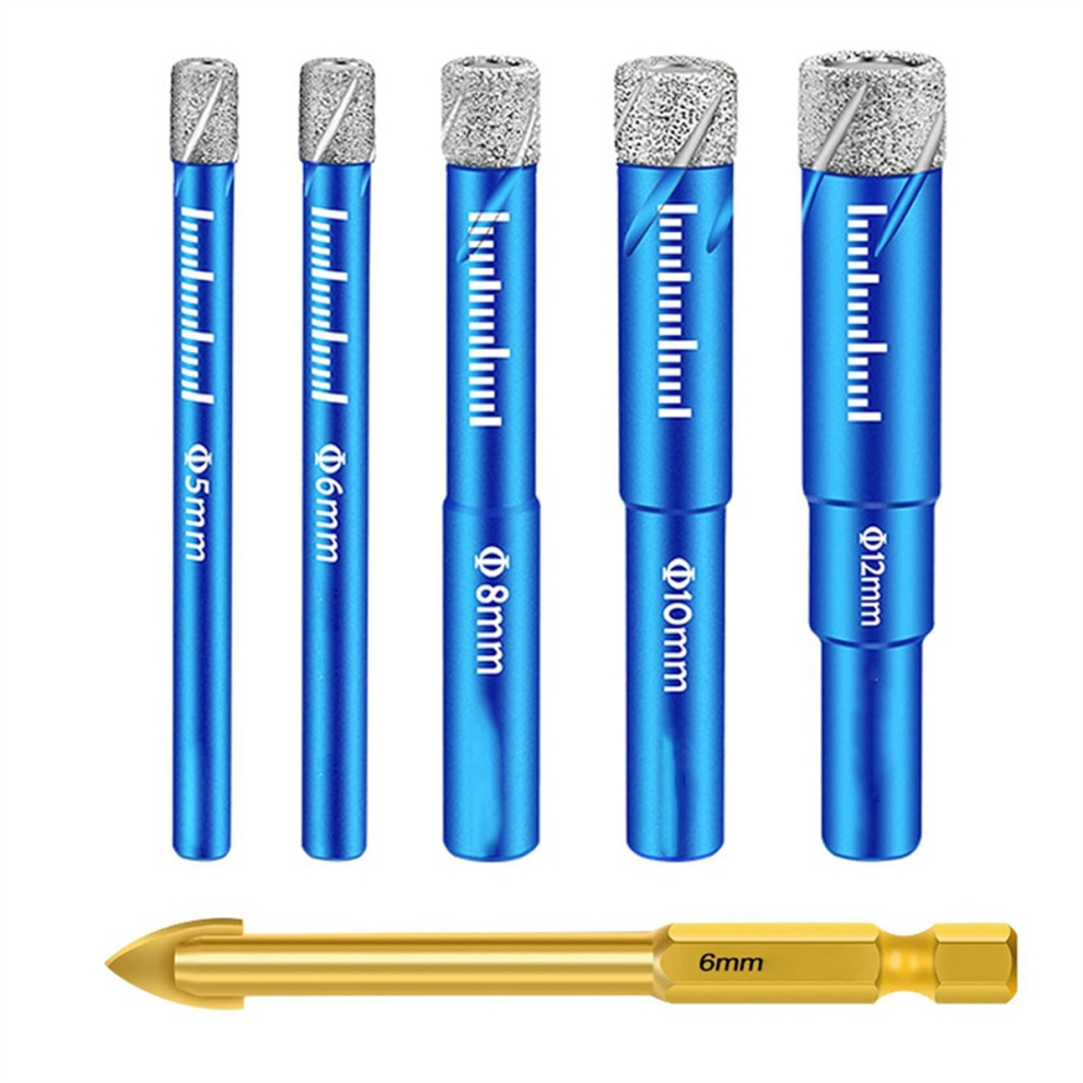 5Pcs Dry Diamond Core Drill Bits Set For Porcelain Tile, Ceramic Glass Hard Materials, 4853931644258