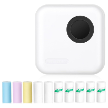 Mini Sticker Printer Bluetooth Thermal with 10 Rolls Papers and Stickers for Picture, Receipt, Notes, Black