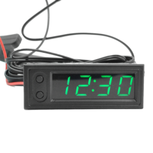 Relógio de carro universal automotivo digital data 3 em 1 display lcd temperatura eletrônica noctilucente guarnição verde