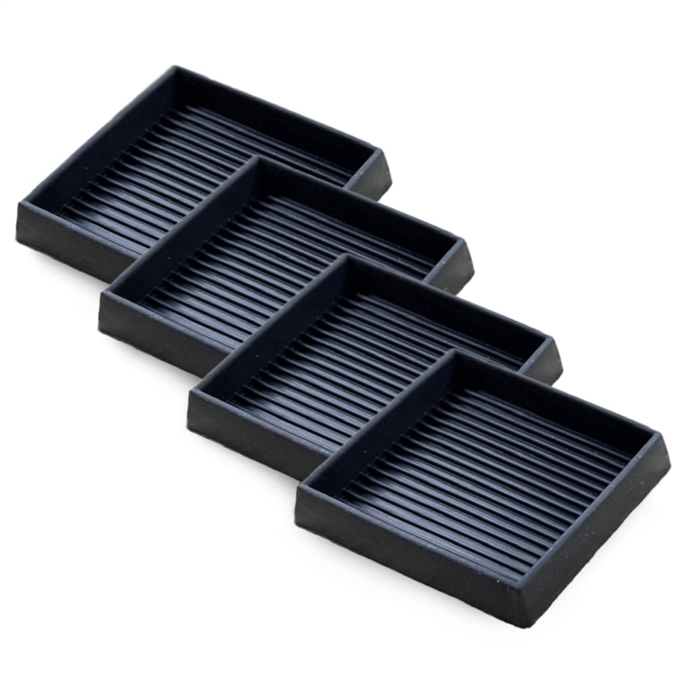 4Pcs Anti-Slip Furniture Pads- 4X4in Square Rubber Anti Skid Caster Cups, Leg Coasters-Couch, Chair, Bed Stoppers 4853931648355