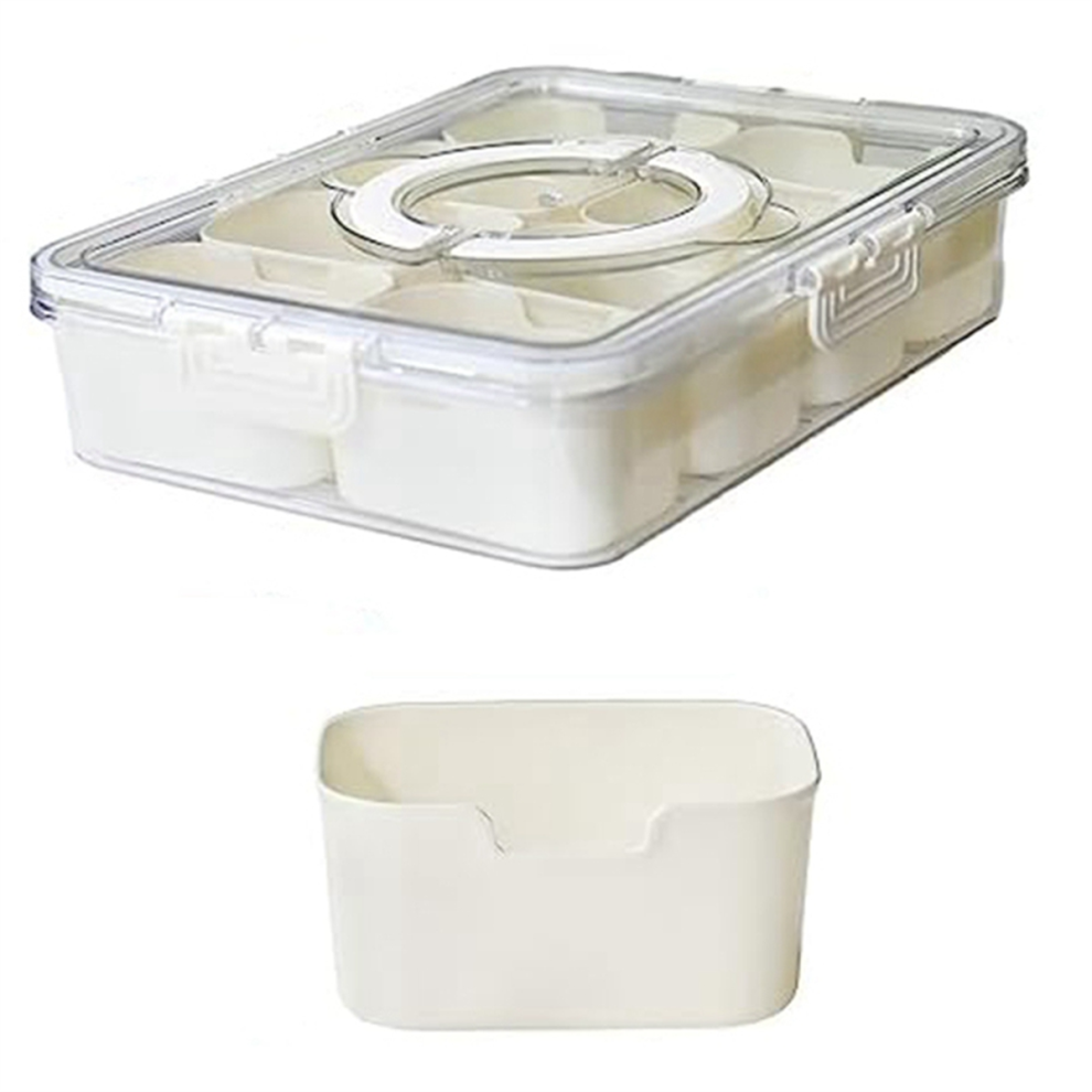 Divided Serving Tray with Lid and Handle Snackle Box Charcuterie Container Portable Snack Platter Organizer-image-OPC-PGHHPRJ-NEW