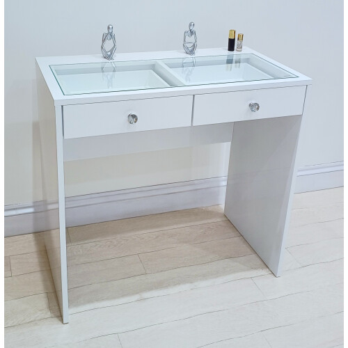 7seas® Rose Premium Clear Glass Top (High White Gloss) Dressing Table 1