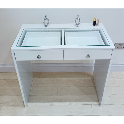 7seas® Rose Premium Clear Glass Top (High White Gloss) Dressing Table 2